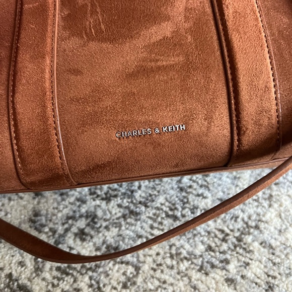 Charles & Keith Tan Suede Crossbody Bag - Picture 2 of 5